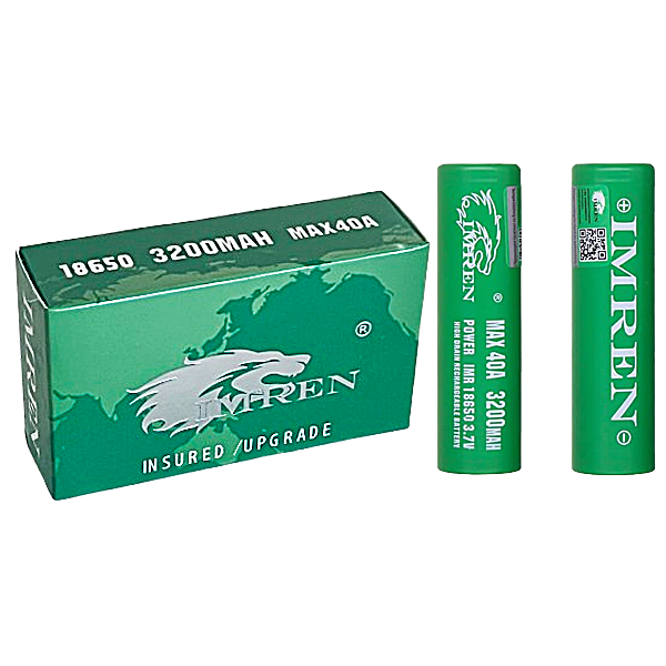 Imren 18650 Battery | 2 Pack | Green 3200mah (40A) product image